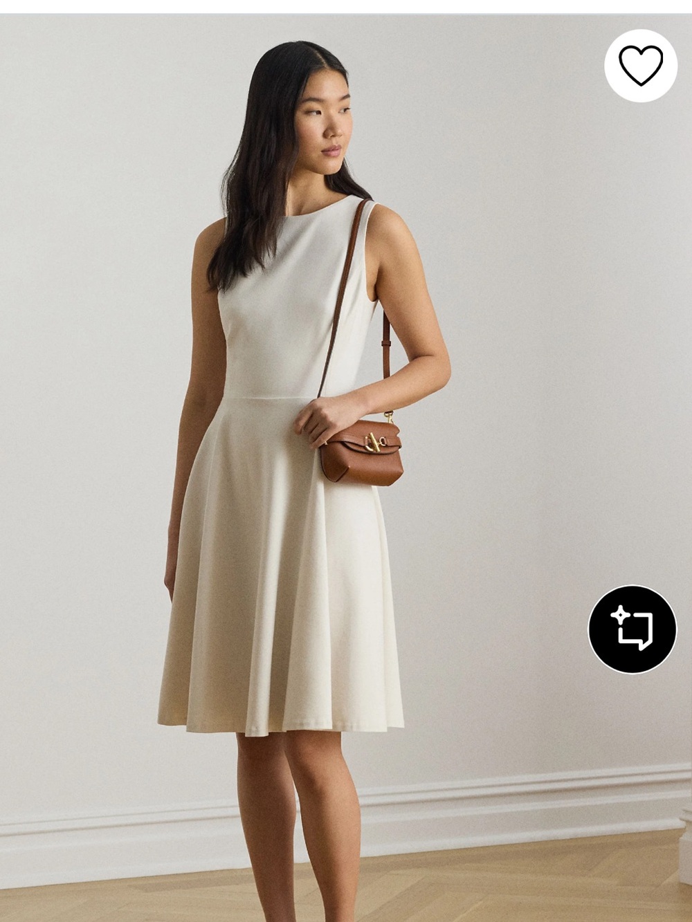 Lauren by Ralph Lauren Cream A-Line Midi Dress